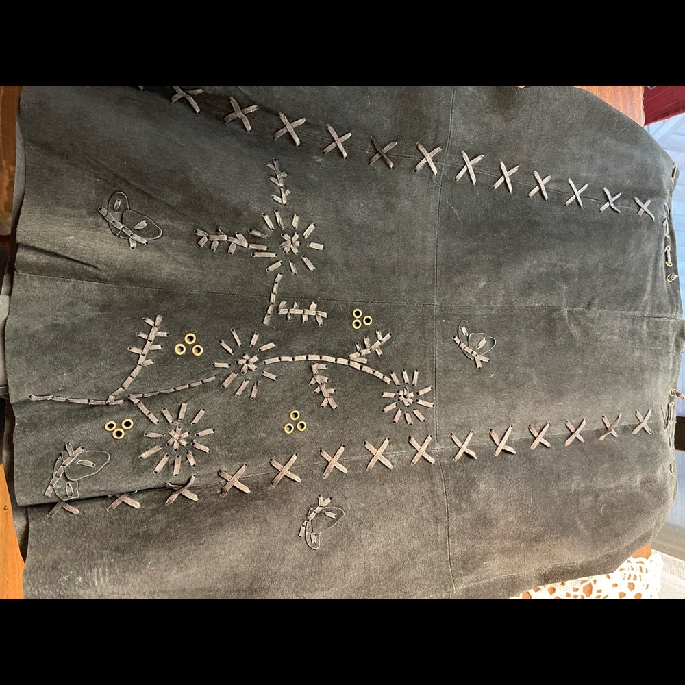 For Joseph suede black skirt with extra design with leather, studs size 12 - Picture 13 of 15